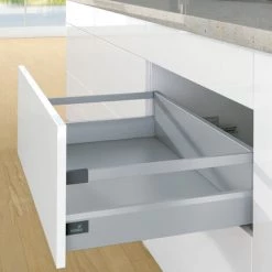 Tiroir Casserolier En Kit - Hauteur 94 Mm (186 Mm Avec Bandeaux) - Arcitech - Décor : Blanc - Longueur : 450 Mm - HETTICH - Sens : Droit + Gauche