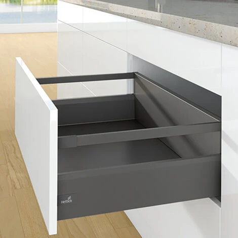 Tiroir Casserolier En Kit - Hauteur 126 Mm (218 Mm Avec Bandeaux) - Arcitech - Décor : Anthracite - Longueur : 450 Mm - HETTICH - Sens : Droit + Gauche 5 Tiroir Casserolier En Kit - Hauteur 126 Mm (218 Mm Avec Bandeaux) - Arcitech - Décor : Anthracite - Longueur : 450 Mm - HETTICH - Sens : Droit + Gauche – Image 3