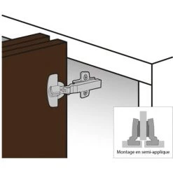 Charnière Sensys 8675 110° - Coudure : 9,5 Mm - Décor : Nickelé - Entraxe : 52 Mm - Fixation : A Visser - Montage : En Demi-applique - Version : TH52 - HETTICH - Epaisseur Porte Mini : 15 Mm -HETTICH Soldes 13488623 3