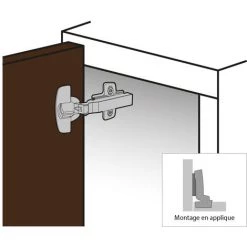 Charnière Sensys Porte Fine 8646i Amortie - Coudure : 16 Mm - Décor : Noir Obsidien - Entraxe : 52 Mm - Fixation : A Visser - Montage : Intérieur - Version : TH52 - HETTICH - Epaisseur Porte Mini : 10 Mm -HETTICH Soldes 13489608 3