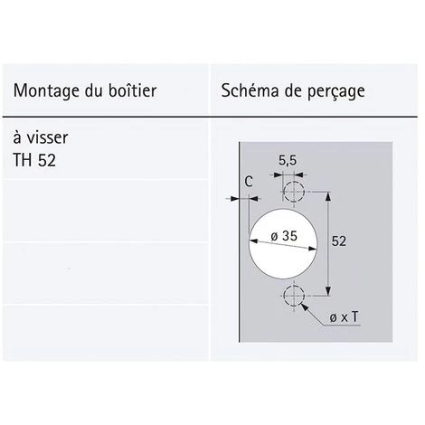 Charnière Sensys Porte Fine 8676 Sans Ressort Pour Push To Open - Coudure : 0 Mm - Montage : En Applique - HETTICH - Entraxe : 52 Mm 3 Charnière Sensys Porte Fine 8676 Sans Ressort Pour Push To Open - Coudure : 0 Mm - Montage : En Applique - HETTICH - Entraxe : 52 Mm