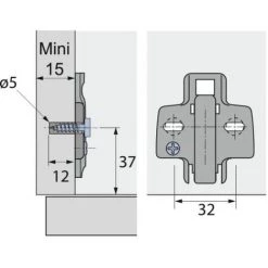 HETTICH EMBASE EXC. FERR ANGLE D0 B200 -HETTICH Soldes 22785589 3