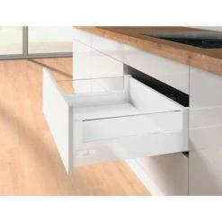 HETTICH Kit Innotech Atira Prémontés Tiroir Casserolier H 144 Mm DS Coulisses P2O 30 Kg Blanc Lon 470 Mm Lar 400 Mm - Blanc