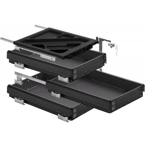 HETTICH Kit Caissons à Tiroirs Simple Systema Sortie Partielle Profondeur 530 Mm - Époxy Noir 3 HETTICH Kit Caissons à Tiroirs Simple Systema Sortie Partielle Profondeur 530 Mm - Époxy Noir