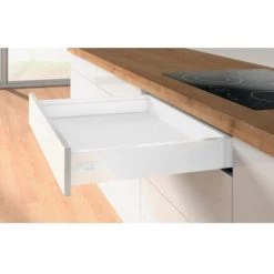 HETTICH Kit Innotech Atira Prémontés Tiroir Simple Haut 70 Mm Coulisses SS 50 Kg Blanc Long 470 Mm Larg 600 Mm - Blanc