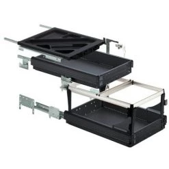 HETTICH Kit Caissons à Tiroirs Simple Et Dossiers Suspendus Systema Sortie Partielle Profondeur 530 Mm - Époxy Noir