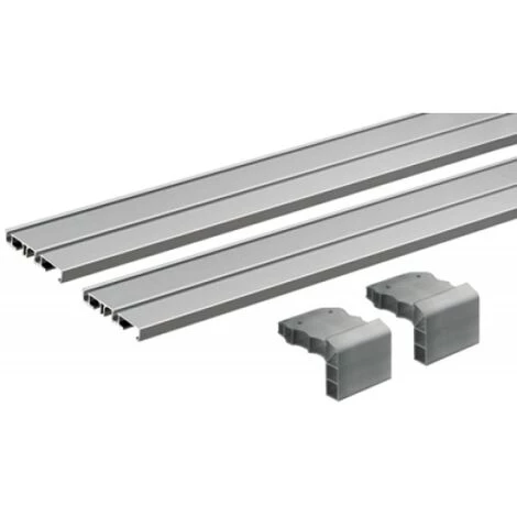 HETTICH Profilé De Coulissage SlideLine M 2 à 3 Portes En Applique 2 Voies - Anodisé 3 HETTICH Profilé De Coulissage SlideLine M 2 à 3 Portes En Applique 2 Voies - Anodisé
